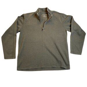 Eddie Bauer Men's Pullover Quarter Zip Sweatshirt Large Green 1/4 Zip